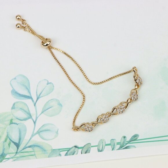 "Elegant Rose Gold Plated Bracelet with Crystal Accents, XPAB0700 - Picture 4 of 12